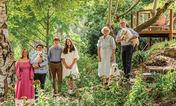 The Pyne children, Eleanor, Felix, Barnaby and Aurelia, are enjoying more family time now that their well-known dad has retired from politics. They are pictured with their beloved dogs, West Highland terriers Scout and Daphne, and Labrador Matilda.