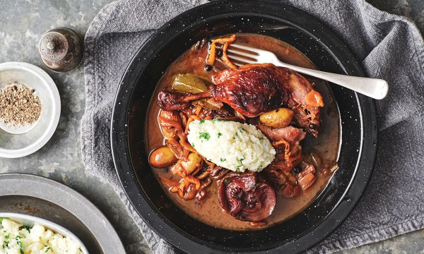 Thumbnail for Recipe: Duck with quince, green olives & orange zest