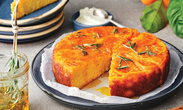 Thumbnail for Recipe: Sticky mandarin & rosemary cake with yoghurt