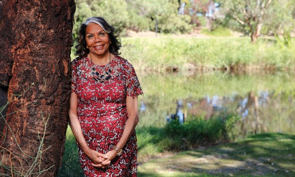 Counsellor and public speaker Rosemary Wanganeen stands tall on her ancestral lands at Karrawirra Pari River Torrens at Fulham.