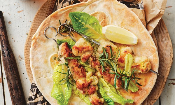 Thumbnail for Chicken in beer skewers wrapped in yoghurt bread