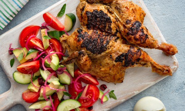 Thumbnail for Zesty BBQ butterflied chicken with creamy Greek salad 