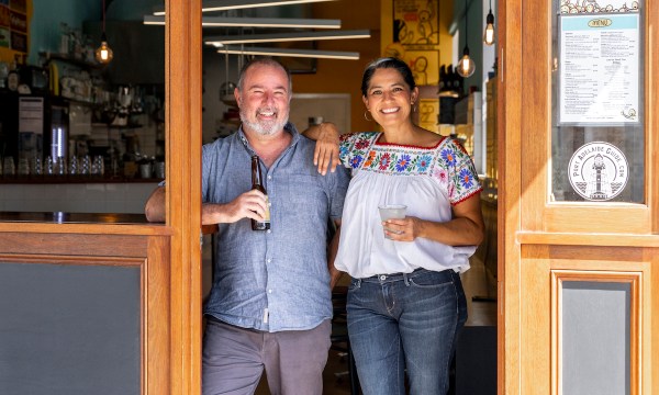 The husband-and-wife team behind popular Port Adelaide restaurant La Popular Taqueria, Kor van Dijk and Daniella Guevara Muñoz. Photo: Kelsey Zafiridis