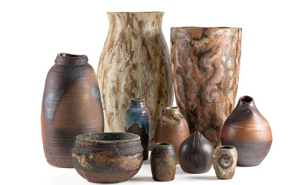 Various stonewares crafted by Milton during his decades-long career. All works, copyright Milton Moon Estate.