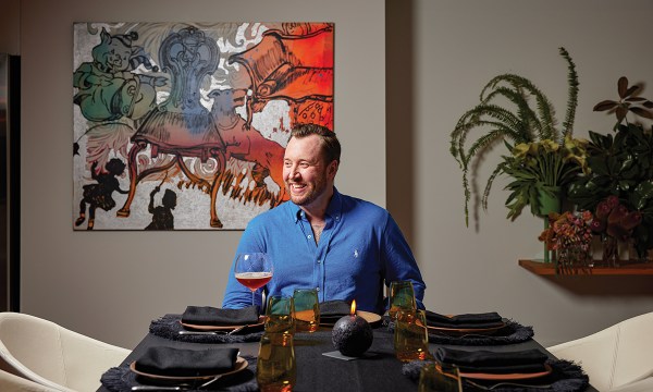 Justin takes a quiet moment before service at a dinner party he’s hosting at the home of one of the restaurant’s owners, Christopher Horner.