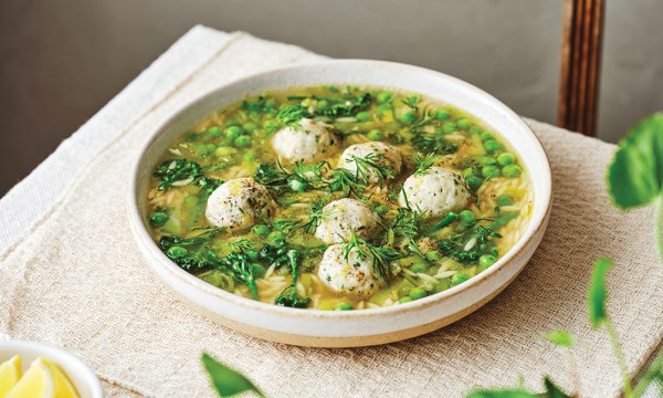 Thumbnail for Spring vegetable soup with chicken and herb meatballs