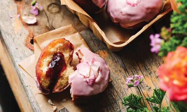 Thumbnail for Strawberry, rose and pink peppercorn jam bombolini