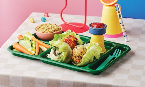 Thumbnail for Potato and vegetable fritters with tomato chutney wrapped in lettuce leaves