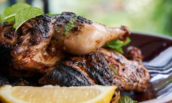 Thumbnail for Recipe: Grilled saffron poussin with lemon, chilli and mint