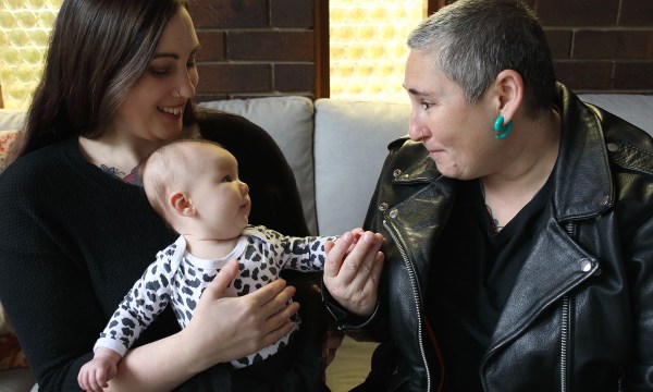 Zoe and Angela with baby Adalita. Photo: Tony Lewis/Solstice Media