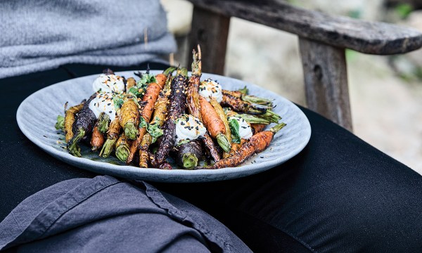 Thumbnail for Charred carrots with black sesame dukkah and goats cheese