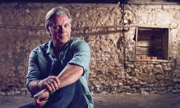 Erik photographed in the rustic shed at Penny’s Hill winery where his wedding to actor Caitlin McDougall was held in 1999.