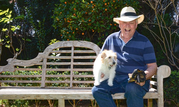 Michael Keelan and Bessie the dog enjoy getting into the garden in spring.