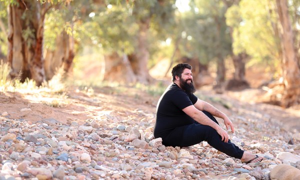 Doogal relaxing at Wonoka Creek: his favourite place in the world.