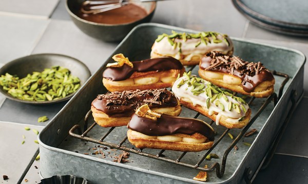 Thumbnail for Recipe: Eclairs with three chocolate glazes