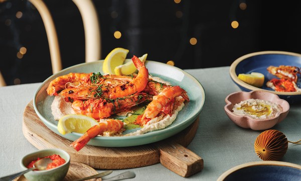 Thumbnail for Recipe: Barbecue prawns, tarama and fermented chilli