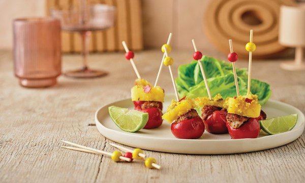Thumbnail for Recipe: Mini capsicums with pork and pickled pineapple