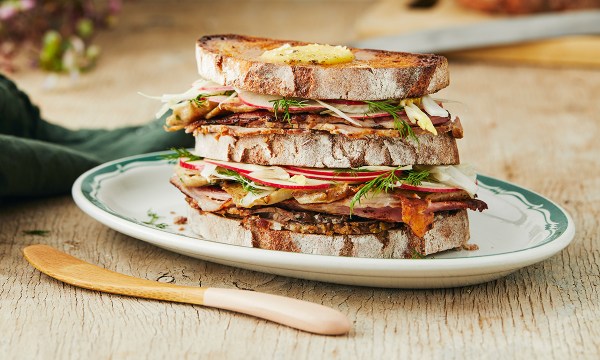 Thumbnail for Recipe: Barossa pork “club” sandwich with apple, fennel and oyster mushrooms