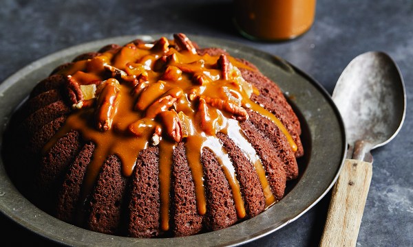 Thumbnail for Recipe: Sticky ginger pudding with pecans & maple caramel
