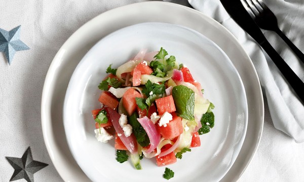 Thumbnail for Recipe: Watermelon, feta and pickled onion salad