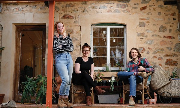 Cherry Gardens housemates Ayisha Pauli, Yolanda Tree and Will Armfield run an admirably environmentally-friendly household.