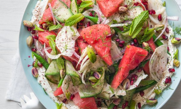 Thumbnail for Recipe: Watermelon, pickled fennel, mint and labne salad