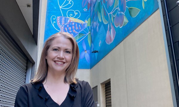 Thumbnail for Artist reaches new heights with Her Majesty’s Theatre mural