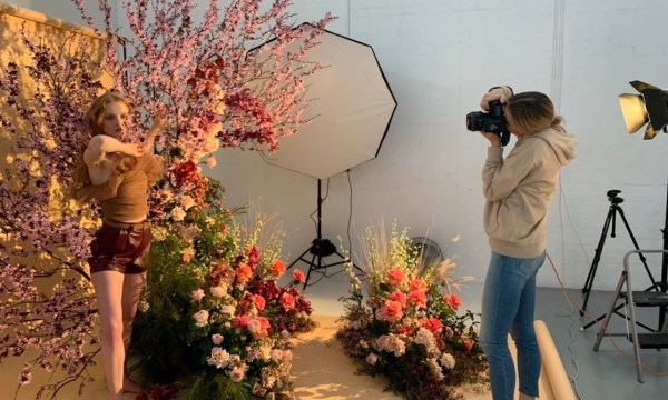 Photographer Haley Renee lines up for a shot with model Maddison Stubbington.