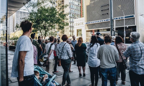 Stuart Symons leads a Modernist Adelaide walking tour.
