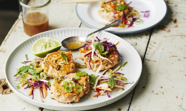 Thumbnail for Recipe: Thai fish cakes with apple & mint slaw